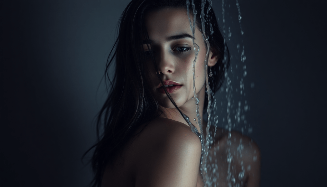 Woman washing hair with shampoo in bathroom for healthier, shinier hair tips