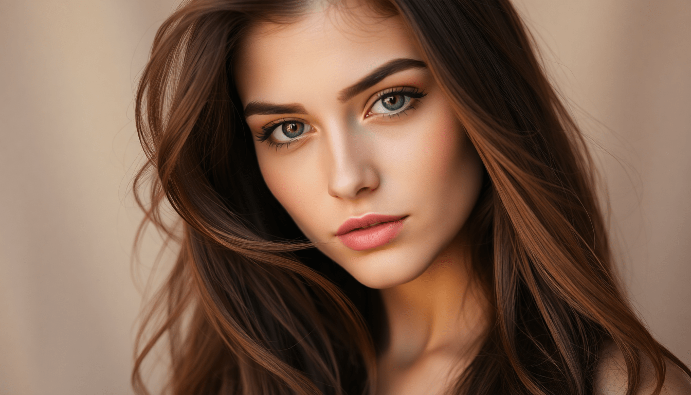 Woman showcasing the versatile brunette spectrum with rich espresso, caramel, chestnut, and ash hair shades