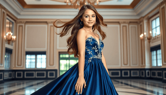 Elegant prom hairstyle featuring Signature Syn Halo synthetic hair extensions for added volume and length