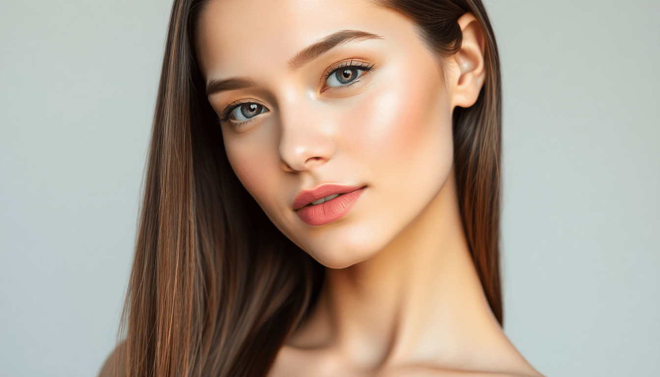 Young woman with natural makeup and sleek hair embodying the clean girl aesthetic style