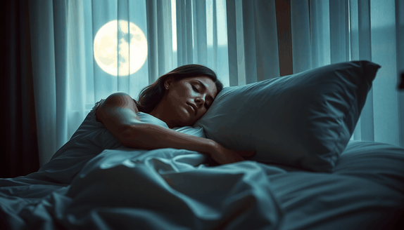 Woman applying leave-in conditioner in night time hair care routine