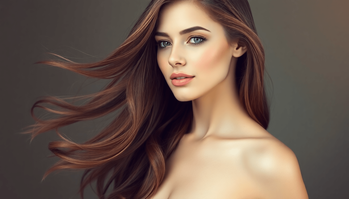 Woman with long, healthy hair wearing Signature Syn Halo extensions for added volume and length