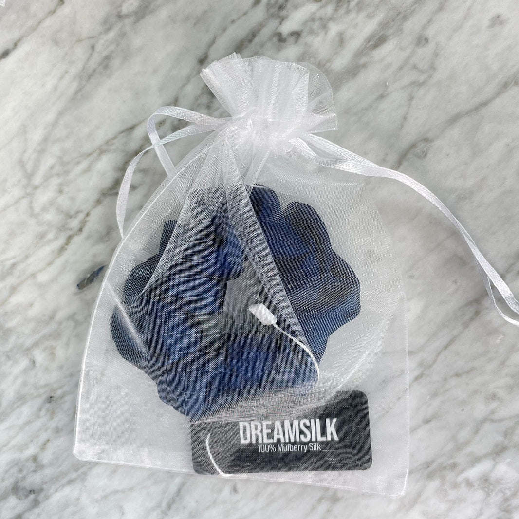 Navy Blue Silk Scrunchie - Regular