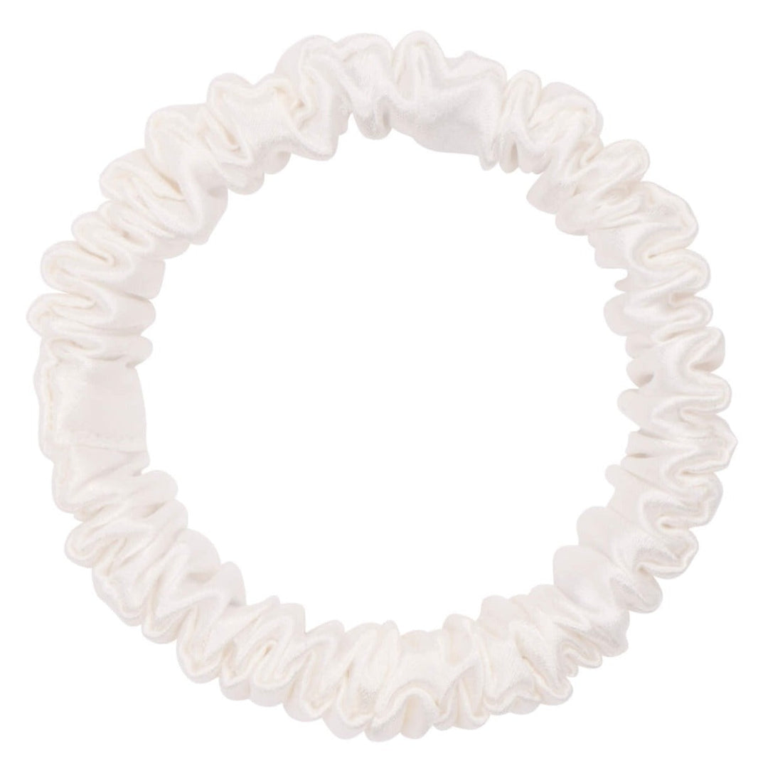 White Silk Scrunchie - Skinny