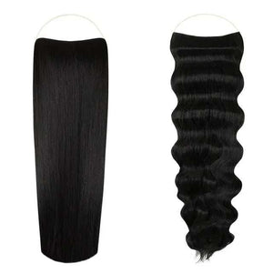 Signature Syn Halo hair extensions double pack with 14, 18, and 22 inch synthetic Kanekalon strands for natural look and volume