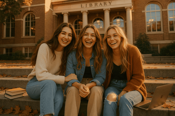 Three best friends Emma, Sophie, and Chloe showcasing their Hair Extension Holy Grail with Signature Syn Halo extensions.