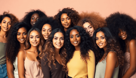 Side-by-side comparison of woman with beach waves and woman with bouncy curls hairstyle
