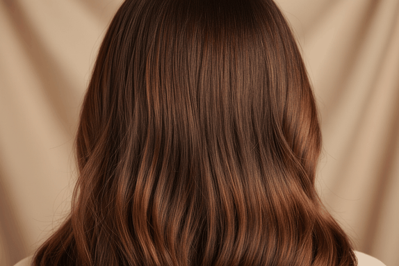 Woman blending natural-looking Syn Halo hair extension using a brush