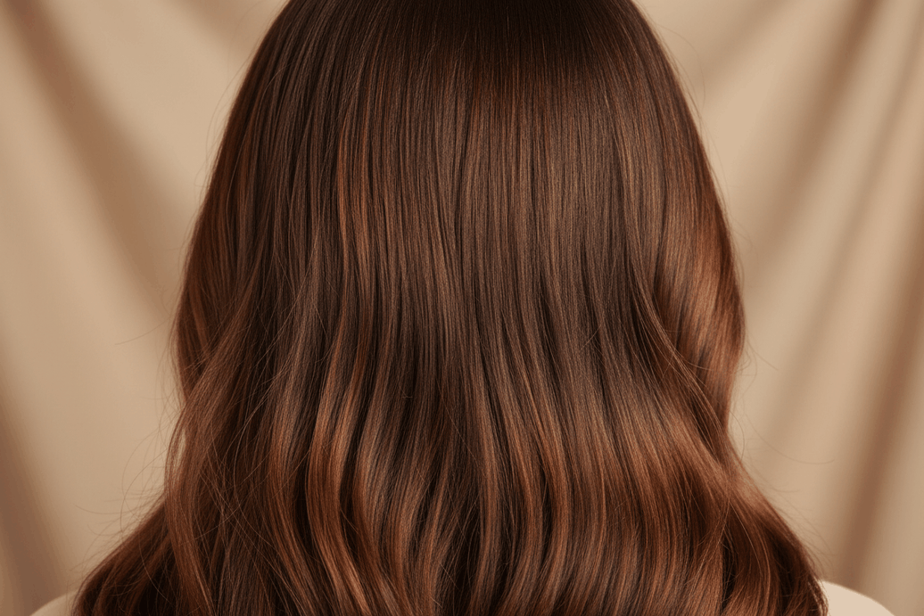 Woman blending natural-looking Syn Halo hair extension using a brush
