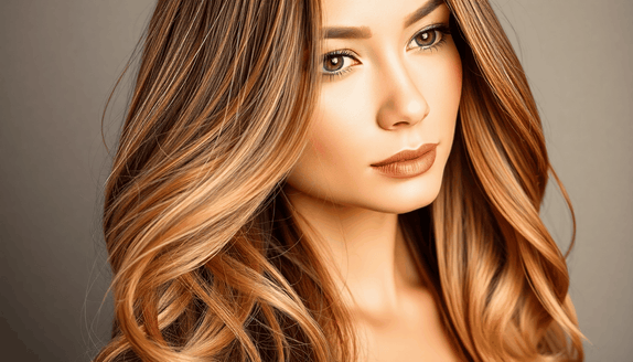 Woman styling long, voluminous hair with Signature Syn Halo synthetic halo hair extensions