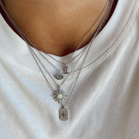 Aqua Blue Eye Evil Eye Sterling Silver Necklace