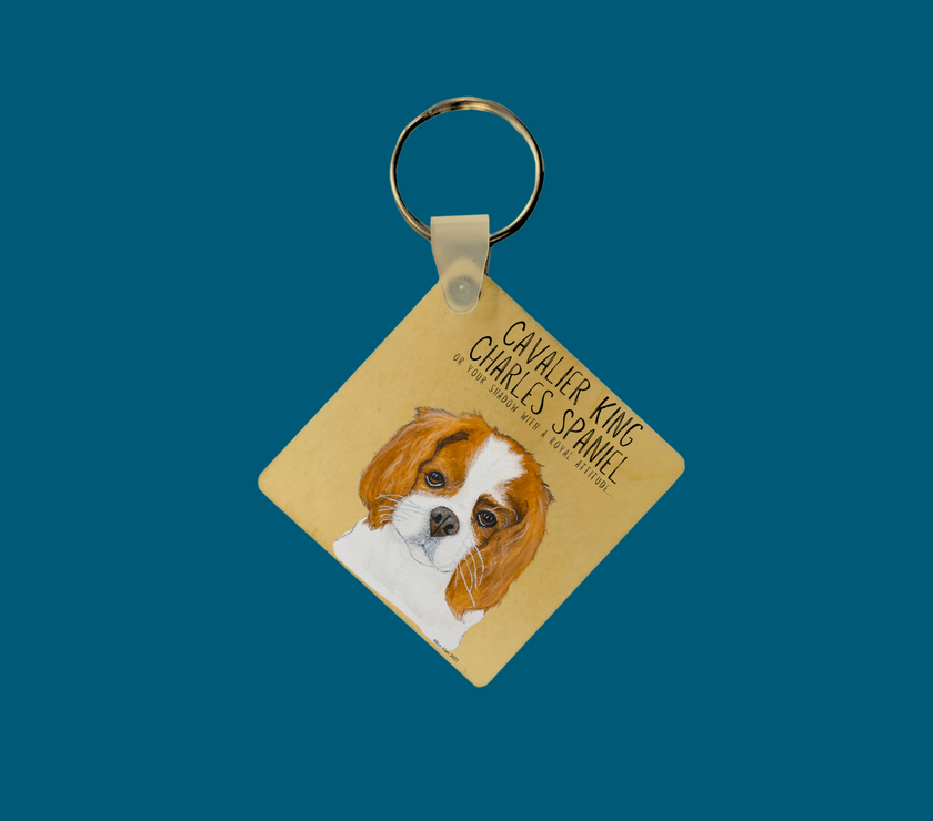 Royal Sidekick: Wooden Cavalier King Charles Spaniel Keyring – Your Loyal Shadow in Style