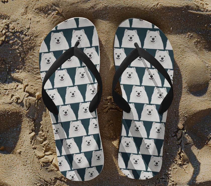 Samoyed Flip Flops: Walk in Comfort & Cuteness with Everyone’s Best Friend!