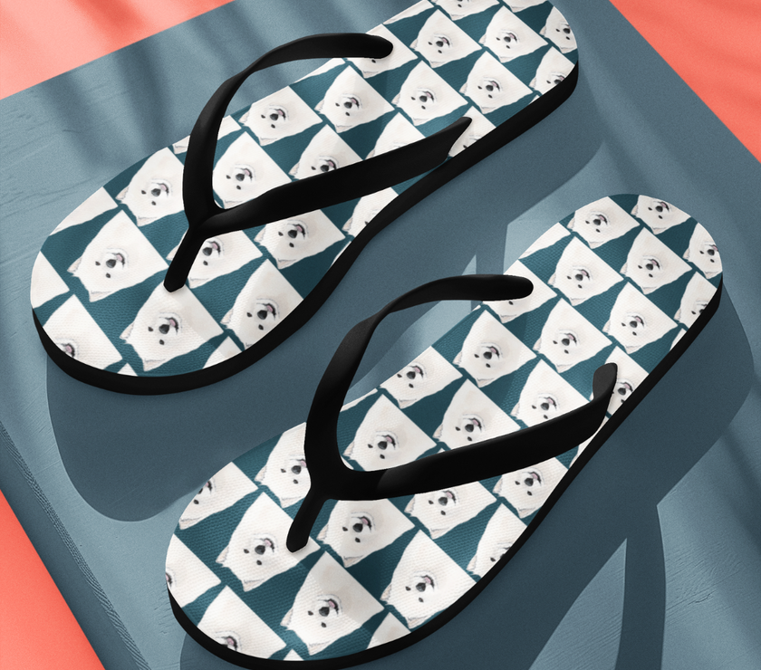 Samoyed Flip Flops: Walk in Comfort & Cuteness with Everyone’s Best Friend!