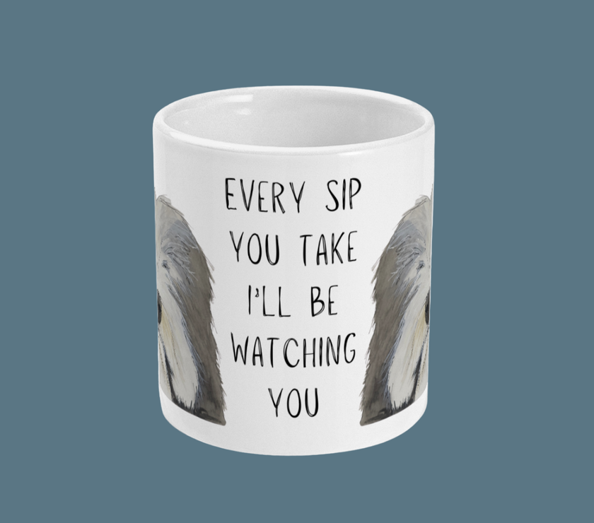 Sip Surveillance – Bearded Collie Mug of Judgment