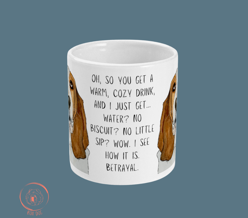 Basset Hound Betrayal Mug – Where’s My Biscuit?