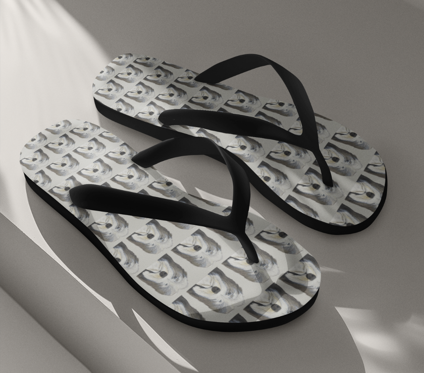 Bearded Collie Flip Flops: Walk on the Wild Side with Comfort and Chaos!