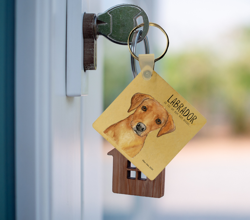 “Keys? Snacks? Either Way, I’m Coming!” Wooden Labrador Keyring