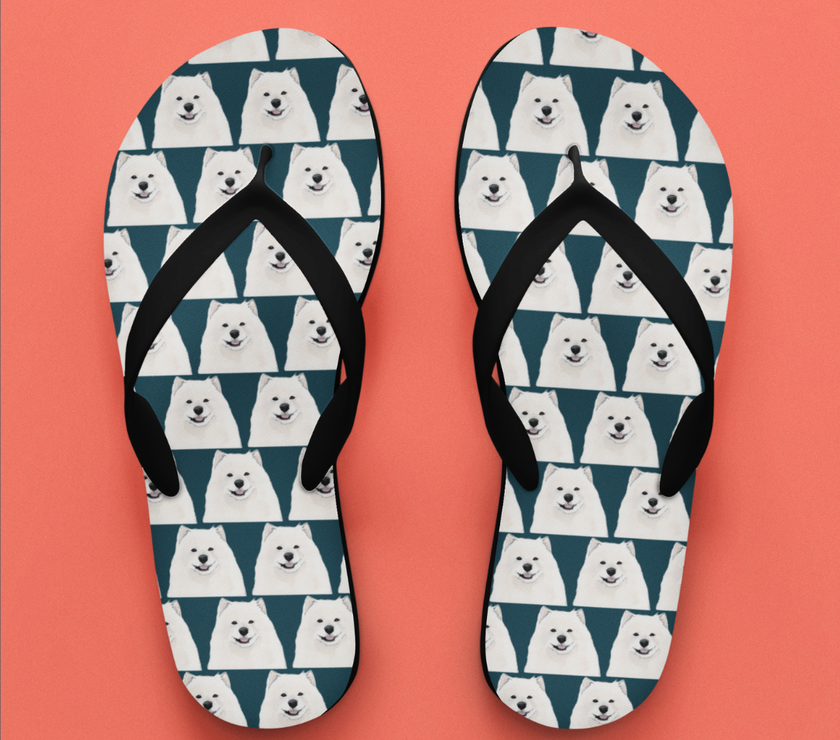 Samoyed Flip Flops: Walk in Comfort & Cuteness with Everyone’s Best Friend!
