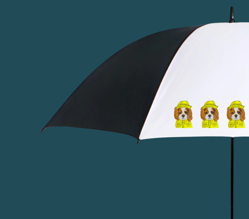 Reign or Shine: Cavalier King Charles Spaniel Golf Umbrella with Royal Attitude
