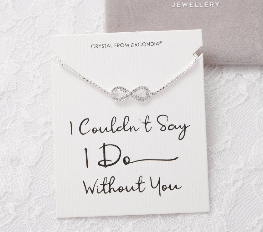 Silver Plated I Couldn't Say I Do Without You Infinity Wedding Bracelet with Zircondia® Crystals
