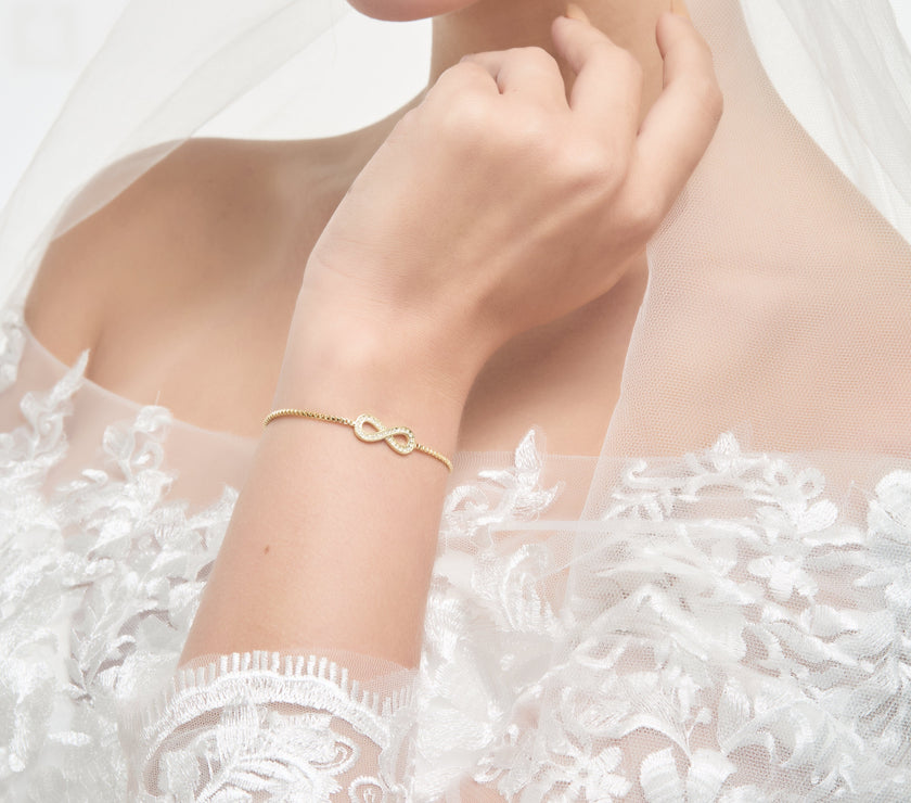 Gold Plated I Couldn't Say I Do Without You Infinity Friendship Bracelet with Zircondia® Crystals