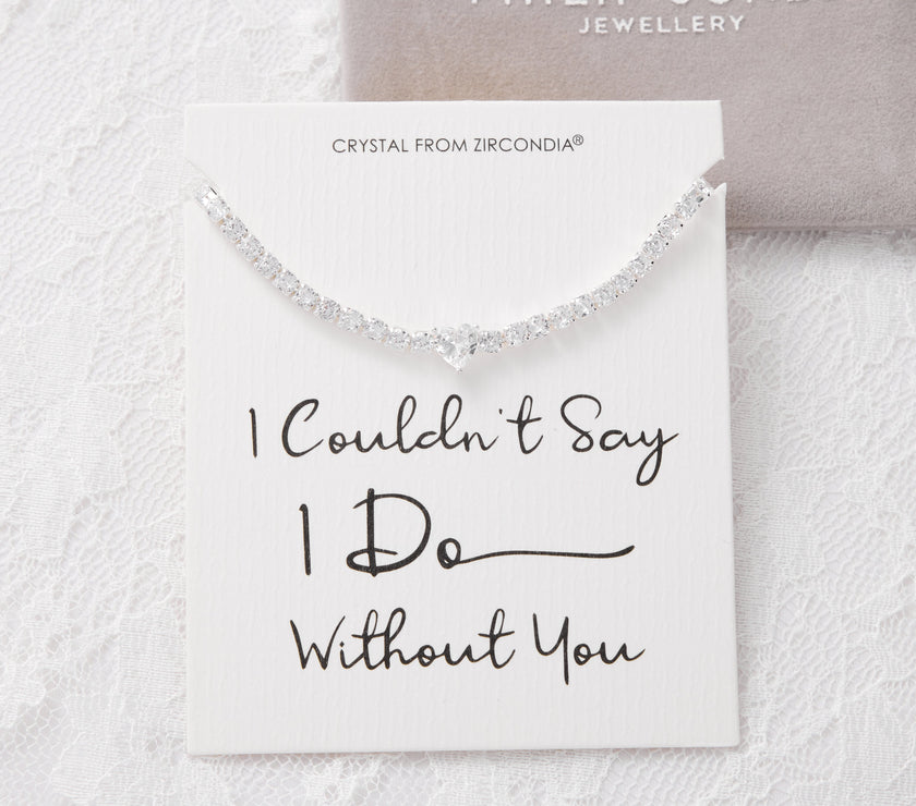 Silver Plated I Couldn't Say I Do Without You Heart Solitaire Wedding Bracelet with Zircondia® Crystals