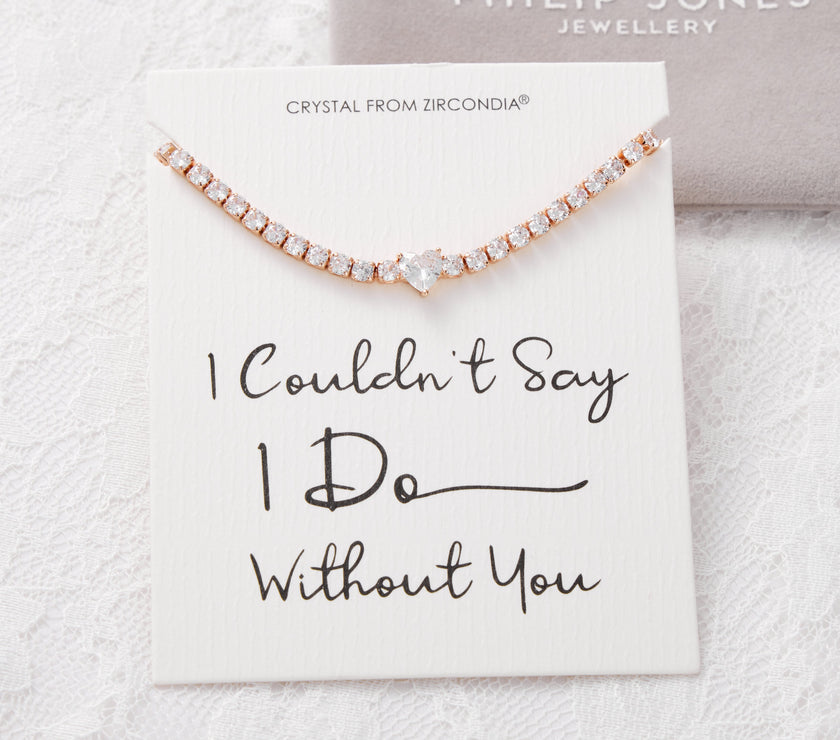 Rose Gold Plated I Couldn't Say I Do Without You Heart Solitaire Bracelet with Zircondia® Crystals