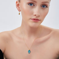 Authentic Turquoise Color Hamsa Hand Necklace Sterling Silver