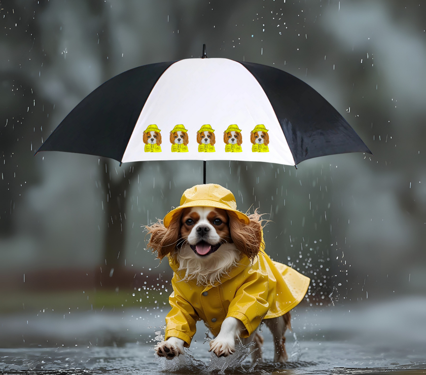 Reign or Shine: Cavalier King Charles Spaniel Golf Umbrella with Royal Attitude
