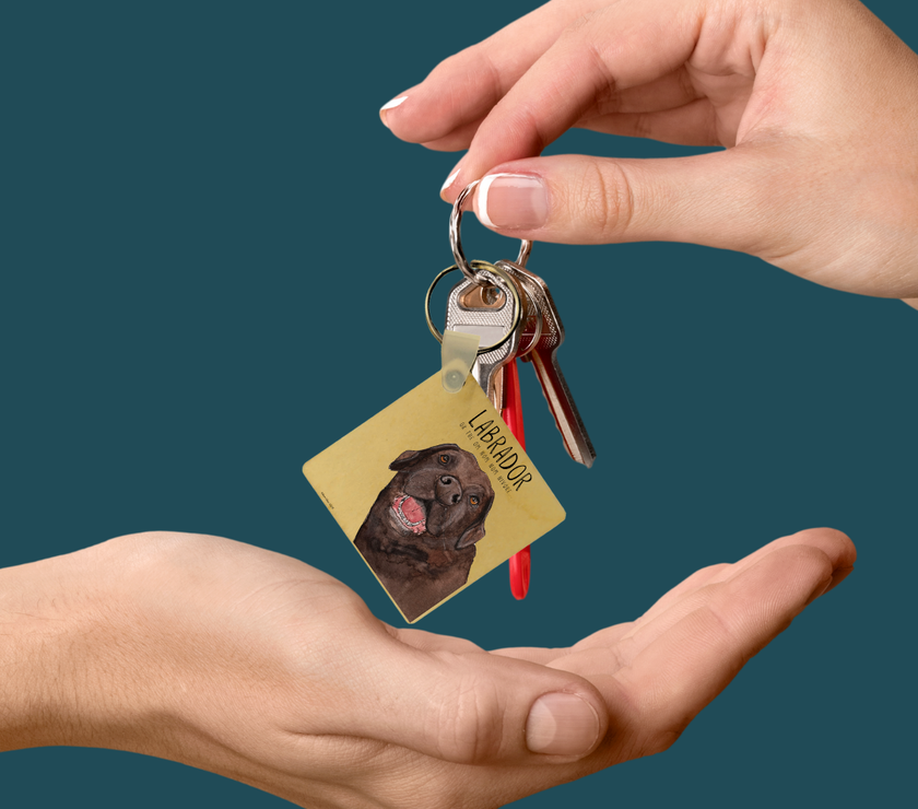“Keys? Snacks? Either Way, I’m Coming!” Wooden Labrador Keyring