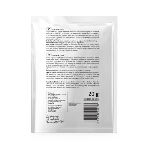 APIS Platinum Gloss Algae Mask with Copper Tripeptide & Niacinamide | 20g Apis Natural Cosmetics UK