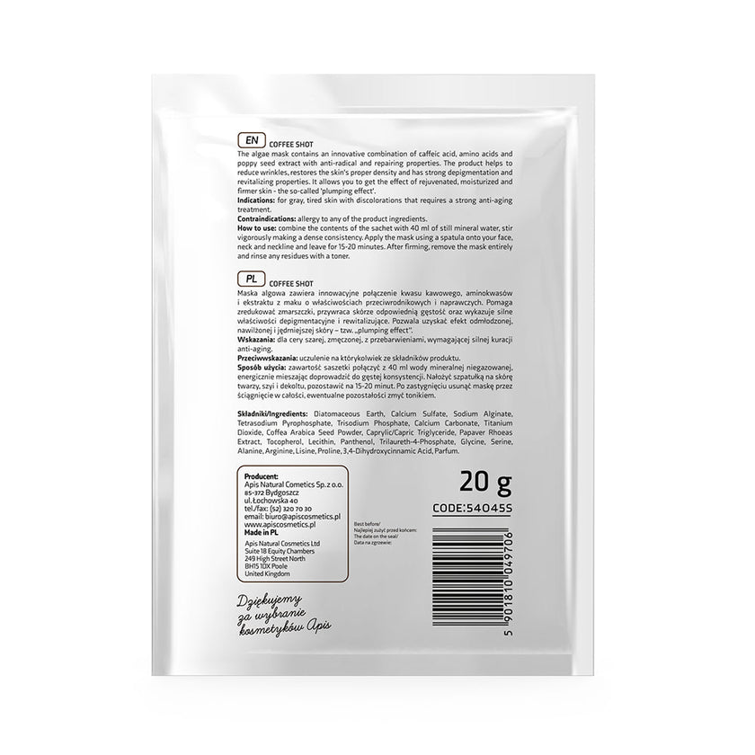 Apis COFFEE SHOT Bio-revitalising Algae Mask with Coffee Acid & Arabica Beans | 20g Apis Natural Cosmetics UK
