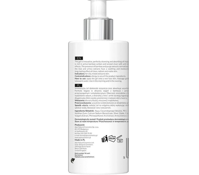 Apis Cleansing Face Wash Gel with Activated Charcoal | 300ml Apis Natural Cosmetics UK