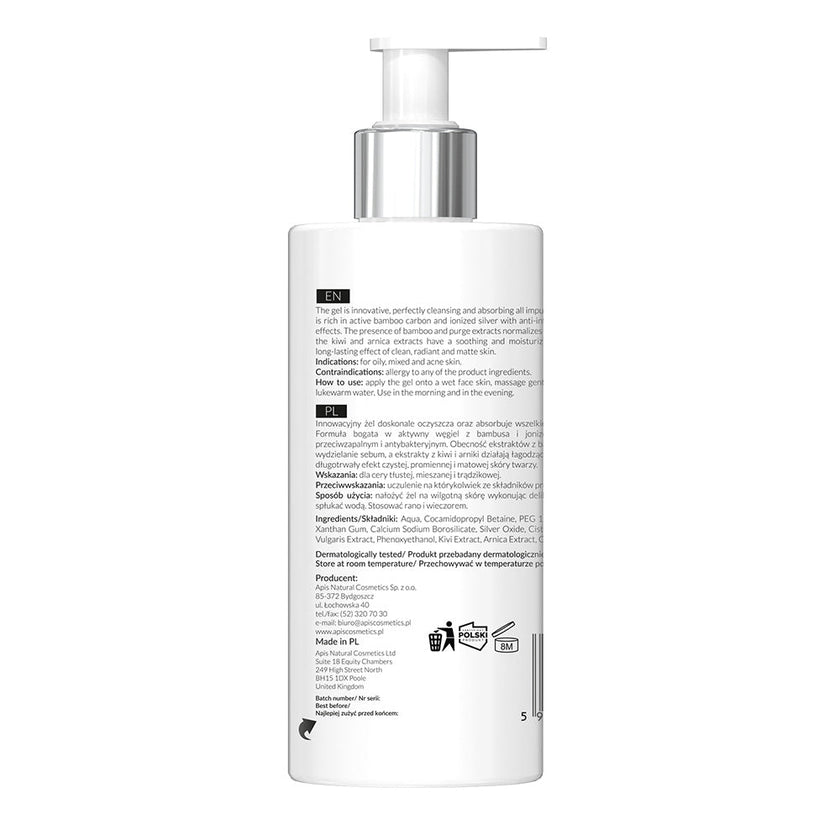 Apis Cleansing Face Wash Gel with Activated Charcoal | 300ml Apis Natural Cosmetics UK