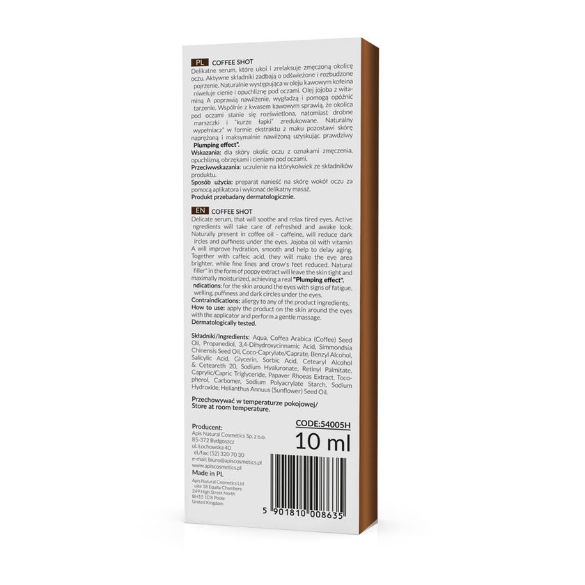 Apis Coffee Shot HOME THERAPIS Bio-revitalising eye serum with caffeine acid & coffee seed oil Apis Natural Cosmetics UK
