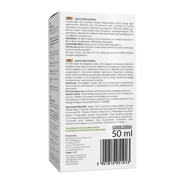 Apis Depiq Pro System Depigmenting night cream-mask with α-arbutin 1% | 50 ml Apis Natural Cosmetics UK