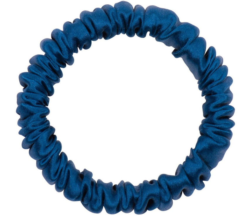 Navy Blue Silk Scrunchie - Skinny