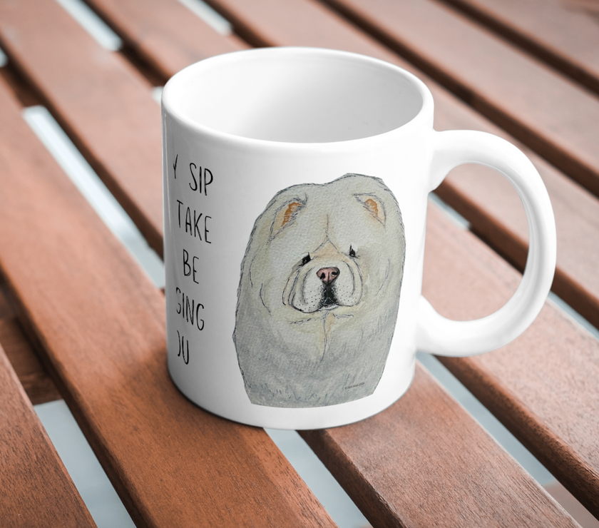 Cream Chow Chow Mug – "Every Sip You Take, I’ll Be Watching You"