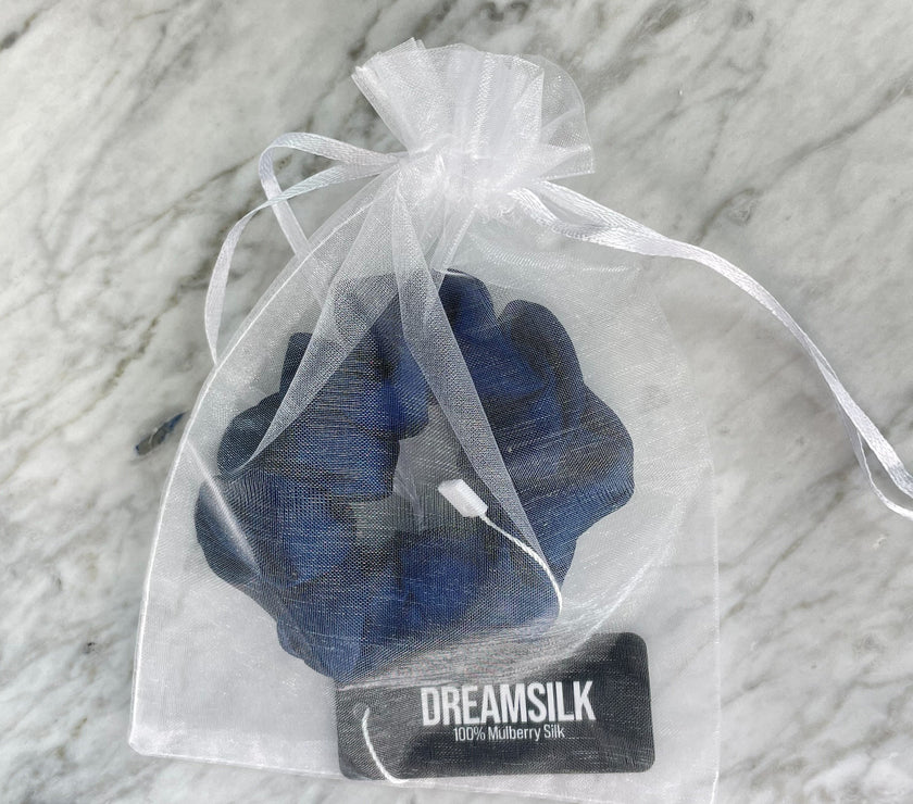 Navy Blue Silk Scrunchie - Regular