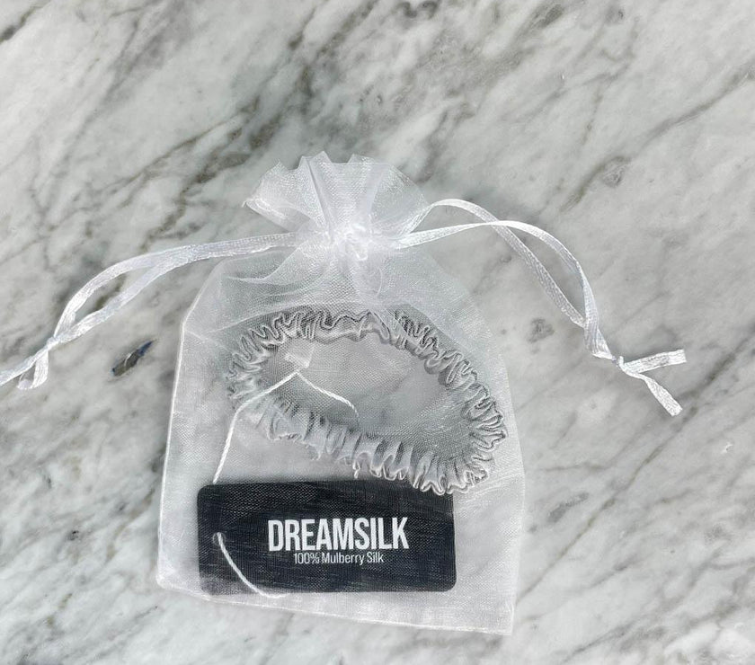 Silver Silk Scrunchie - Skinny