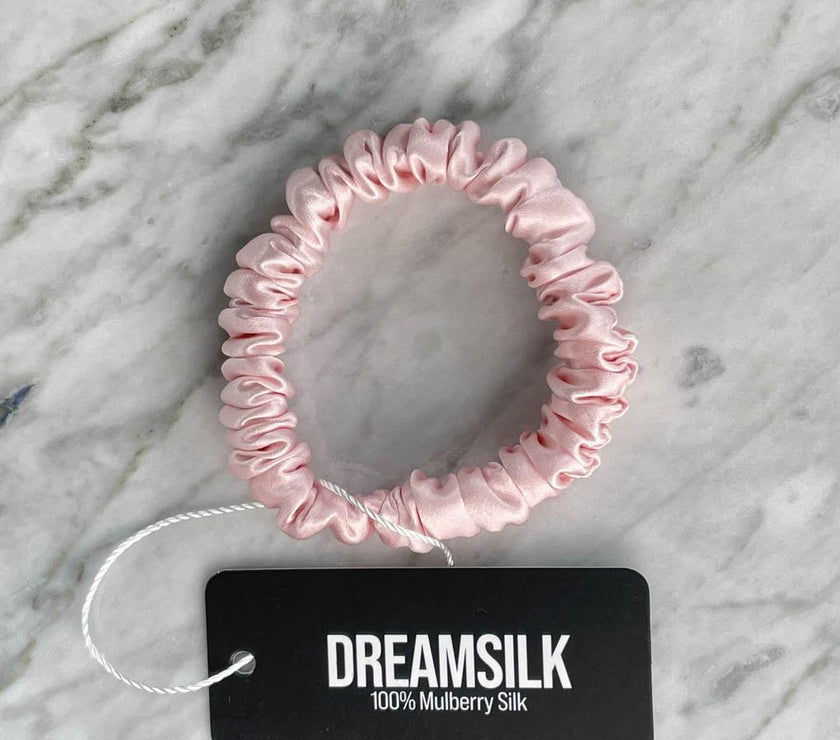 Pink Silk Scrunchie - Skinny