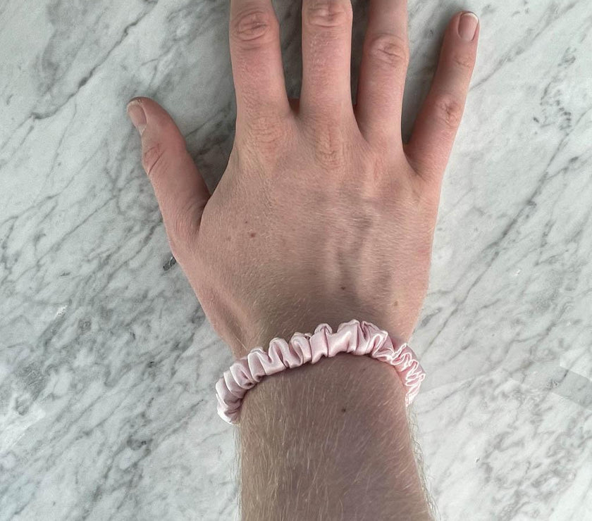 Pink Silk Scrunchie - Skinny