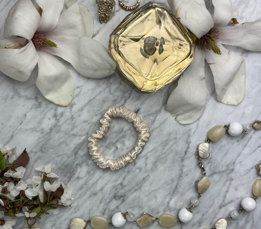 Champagne Silk Scrunchie - Skinny