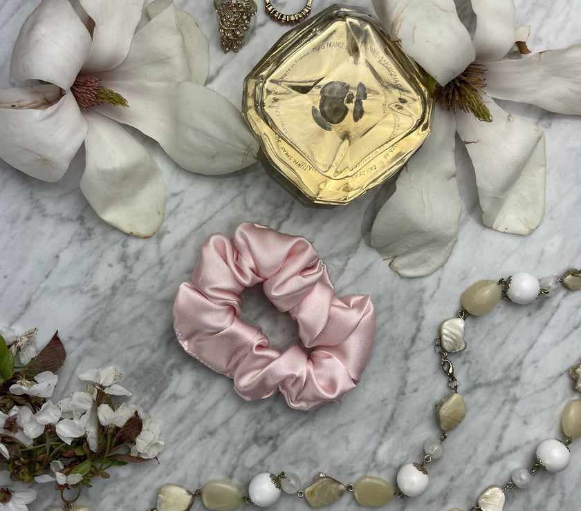 Pink Silk Scrunchie - Regular
