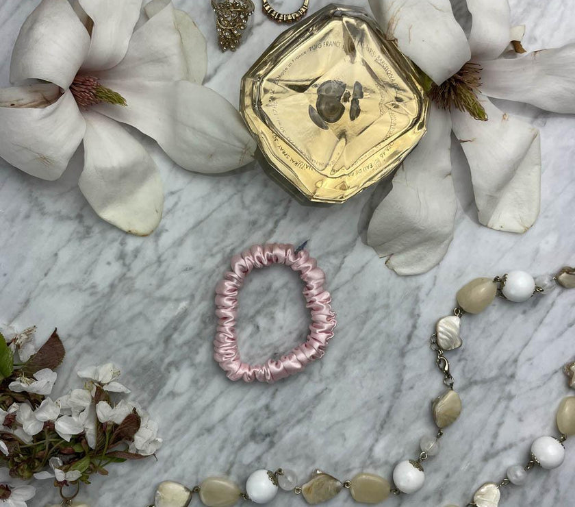 Pink Silk Scrunchie - Skinny