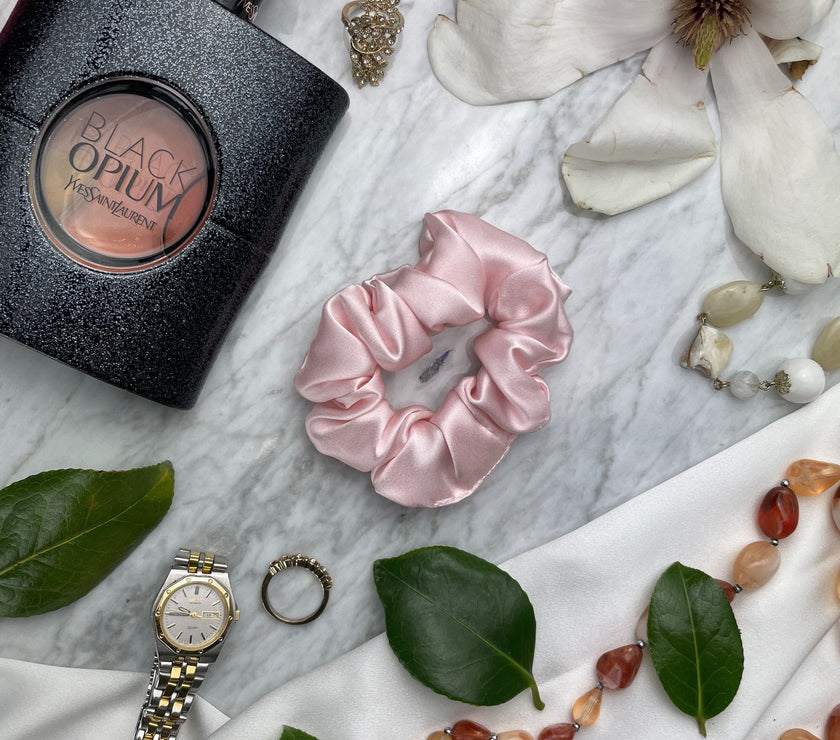 Pink Silk Scrunchie - Regular