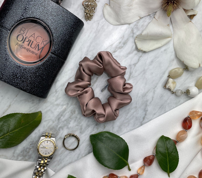 Bronze Silk Scrunchie - Regular