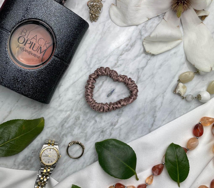 Bronze Silk Scrunchie - Skinny
