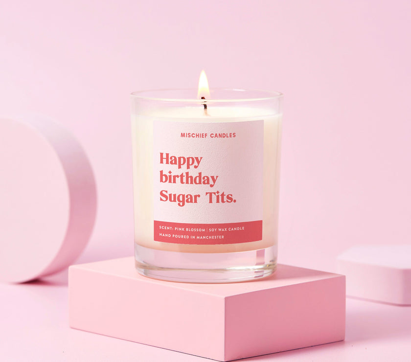 Funny Birthday Gift Happy Birthday Sugar Tits Candle